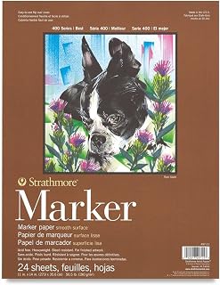 Strathmore 400 Series Glue Bound Marker Paper Pad, 11 X 14 inches, 50.5 lb., White, 24 Sheets (497-11)