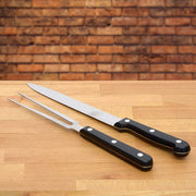 Tiyoorta Carving Knife and Fork Set, 8 Inch Slicer with 6 Inch Tines, Black