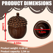 Lotikou Ceramic Acorn Jar, 1.9 Ounces, Brown