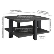 35" Modern Coffee Table by Henn&Hart – 35" Wide, Engineered Wood, Dark Gray, Model CT1798
