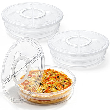Lawei Pie Carrier Set, 12 Inch with Lid and Handle, Clear 3 Pack