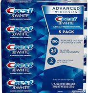 Crest 3D White Advanced Whitening Toothpaste, 5.2 oz (Pack of 5)