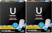 U by Kotex Balance Wrapped Panty Liners, Regular Length, 40 Count (2 Pack Packaging May Vary)