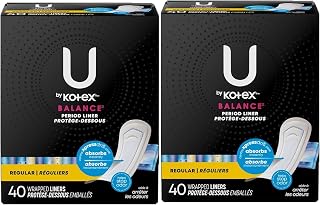 U by Kotex Balance Wrapped Panty Liners, Regular Length, 40 Count (2 Pack Packaging May Vary)
