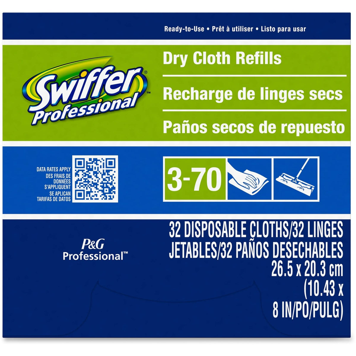 Swiffer® Sweeper Dry Cloth Refills – 10-5/8" x 8", White, 32 Cloths Per Box, Carton of 6 Boxes