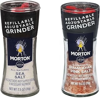 Morton Grinders, 2-Piece Bundle Set, Sea Salt, Pink Salt