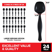 24 Count Disposable Black Plastic Serving Spoons for Catering by Stock Your Home – 24 Count, Plastic, Black, Pack of 24, Model 3867