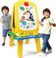 Crayola Deluxe Magnetic Double-Sided Easel – Extra Large Magnetic Dry Erase & Chalkboard – Adjustable Height Art Station with 4 Storage Bins & Paper Roll – Includes Magnets & Gears
