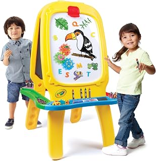 Crayola Deluxe Magnetic Double-Sided Easel | Large Dry-Erase whiteboard Board & Chalkboard - Art Station includes Magnetic Letters, Gears & Crayons -