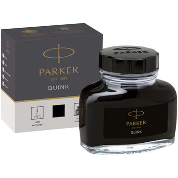 Quink Ink Bottle by Parker – 1.9 fl oz, Glass, Black Ink, Model 1950375