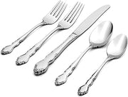 Oneida Dover 45-Piece 18/10 Silverware Set for 8, Flatware | mirror finish, dishwasher safe | includes serving spoons and utensil set | cutlery set, wedding silverware