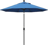 California Umbrella 9' Round Aluminum Market Umbrella, Crank Lift, Push Button Tilt, Black Pole, Pacifica Capri