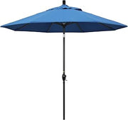 California Umbrella 9' Round Aluminum Market Umbrella, Crank Lift, Push Button Tilt, Black Pole, Pacifica Capri