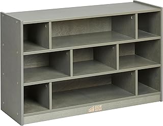 ECR4Kids Mobile Building Block Storage Cabinet, Medium, Classroom Furniture, Grey Wash