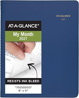 AT-A-GLANCE 2027 Planner, Monthly, 15-Month Jan-Mar, 9" x 11", Unruled Daily Blocks, Blue (702502027)