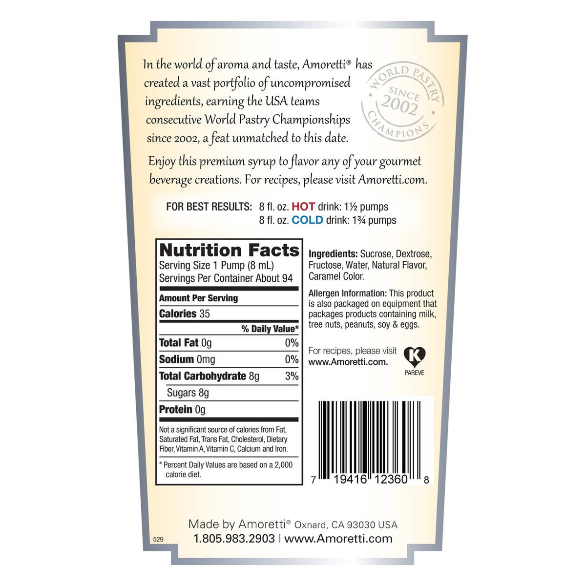 Premium Syrup by Amoretti – 25.4 Fl Oz (Pack of 1), Model 00-66UHVU-50