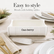 Mud Pie Ceramic Can-Berry Serving Dish With Spatula, White