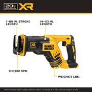 20V MAX XR Reciprocating Saw Cordless by DEWALT – One Size, Plastic, Black, Model DCS367B