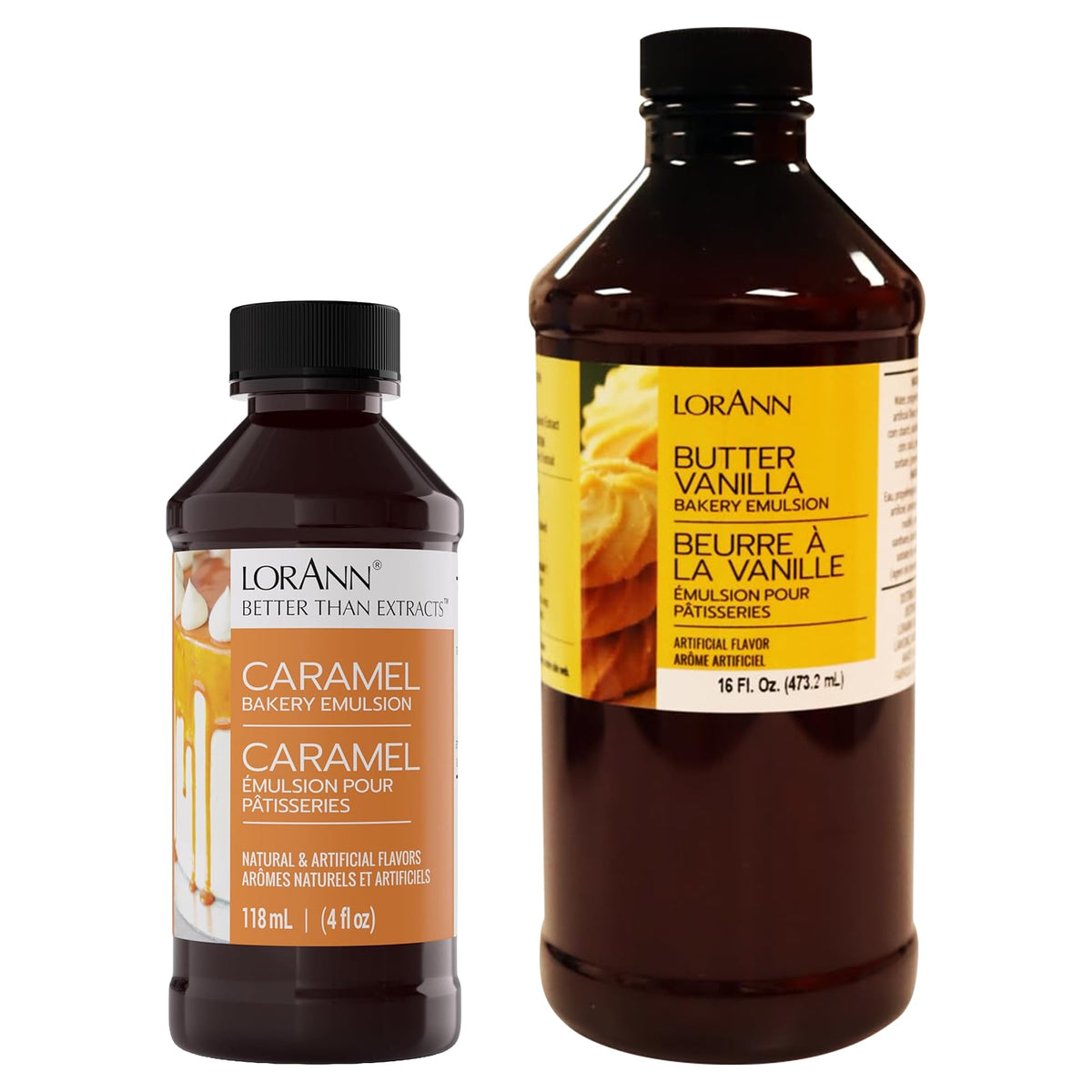 Butter Vanilla Bakery Emulsion 16 oz Bundled with Caramel Bakery Emulsions 4 oz by LorAnn Oils – 16 oz
