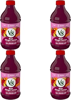 V8 Beet Ginger Lemon 100% Vegetable Juice, 46 fl oz Bottle (Pack of 4)