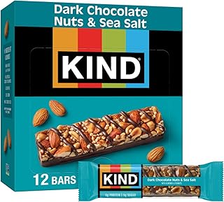 KIND Healthy Snacks Bars, Dark Chocolate Nuts & Sea Salt, Gluten Free, Low Sugar, High Fiber Snacks, 6g Protein, 12 Count