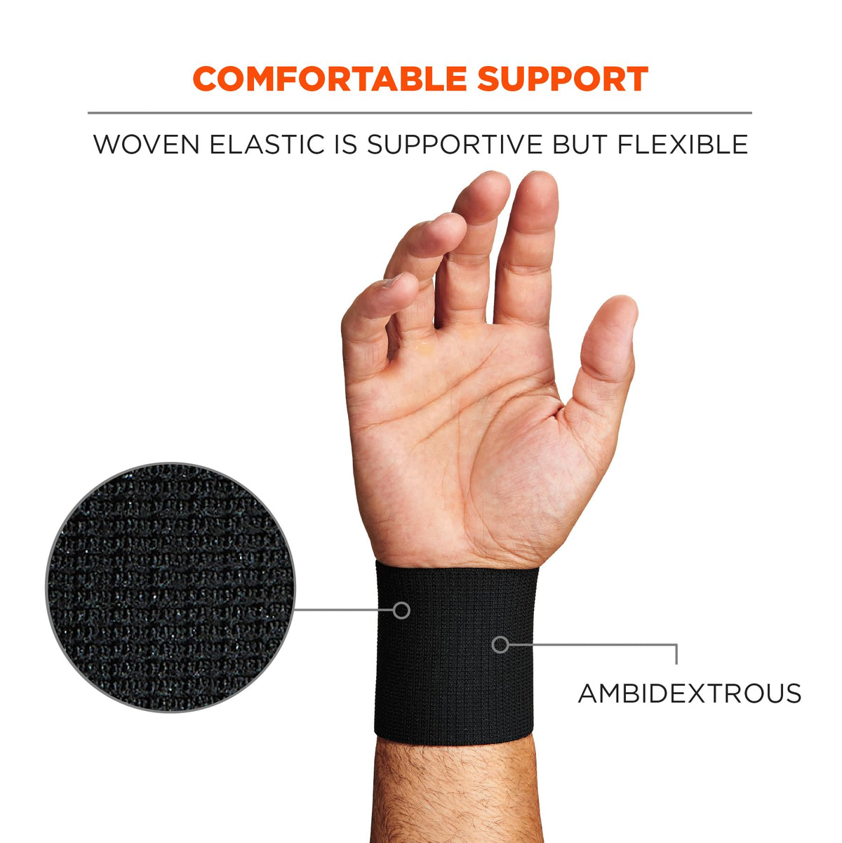 ProFlex 400 Universal Wrist Wrap by Ergodyne – One Size/Wrist Wrap Only, Rubber, Black, Model 72102