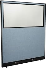 Global Industrial 60-1/4"W x 64" H Electric Office Partition Panel with Partial Window, Blue