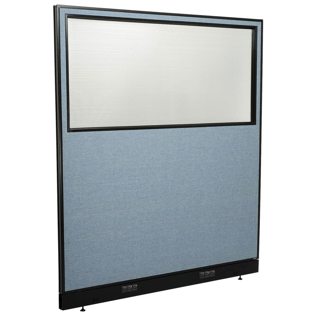 60-1/4"W x 64" H Electric Office Partition Panel with Partial Window by Global Industrial – Alloy Steel, Blue, Model 694709WEBL