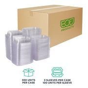 Compostable 8oz Clear Rectangular Deli Containers With Lids by ECO PRODUCTS – 8oz, 8 ounces, PLA Plastic, Clear, Pack of 300