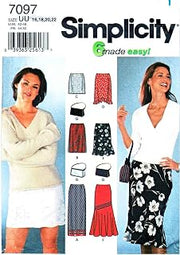 Simplicity 7097KK Sewing Pattern Misses 6 Easy Skirts Size 8-14