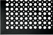 HUBERT Anti-Fatigue Drainage Mat Black Rubber General Purpose - 5'L x 3'W x 1/2" H