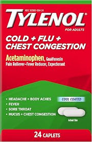 Tylenol Cold + Flu + Chest Congestion Caplets, 24 ct