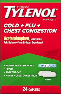 Tylenol Cold + Flu + Chest Congestion Caplets, 24 ct
