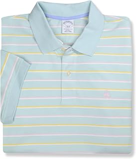Brooks Brothers Mens Slim Fit Mesh Pique Cotton Short Sleeve Polo Shirt Mixed Stripes,