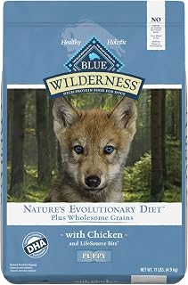 Blue Buffalo Wilderness with Chicken High Protein with Wholesome Grains Dry Dog Food for Puppies, 36% Protein, Supports Immunity With Antioxidant-Rich LifeSource Bits, 11 lbs.