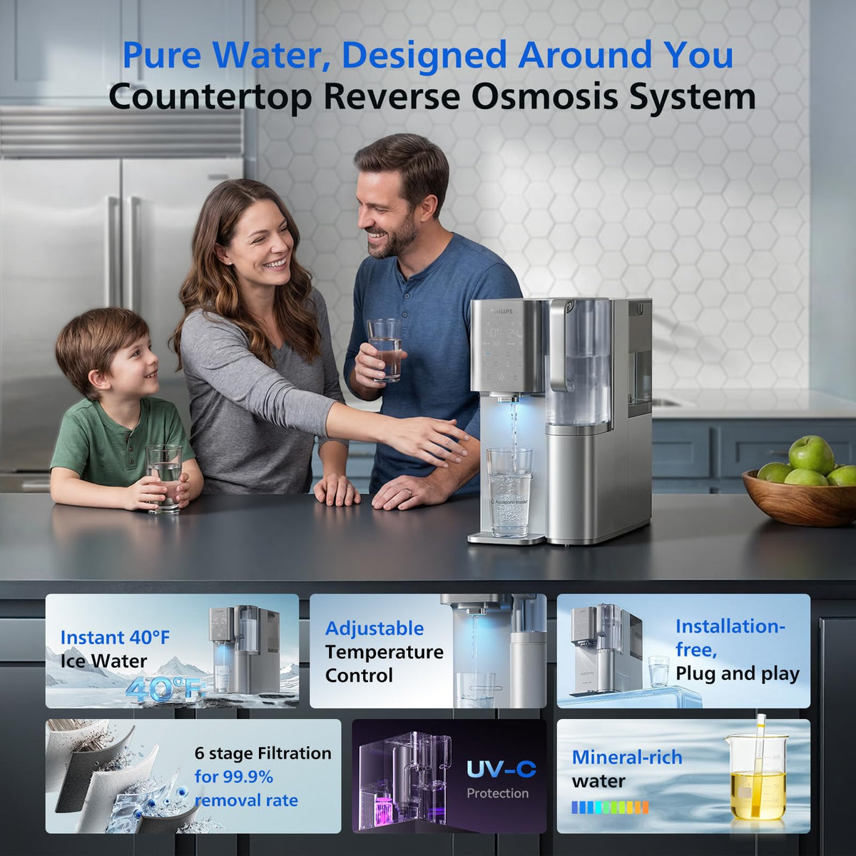 Reverse Osmosis Water Filter Countertop +RO Water Filter ADD by PHILIPS – Model ADD6928
