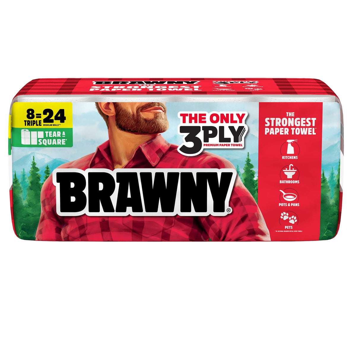 Brawny 8 Rolls (114 Sheets each) / White / 8 Triple Rolls (114 Sheets Each) Paper Towels
