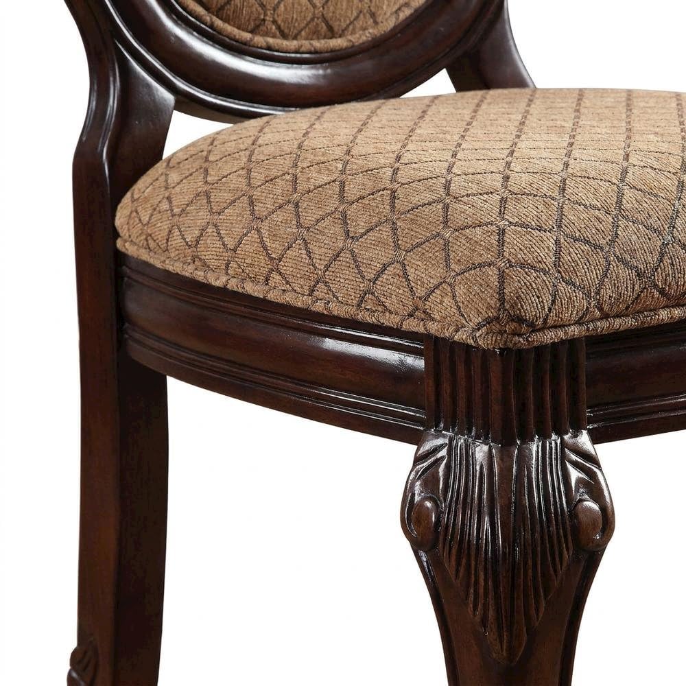 Fabric-Upholstered Rubber Wood Side Chair by Furnifact – Wood, Fabric & Espresso, Pack of 2