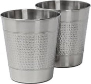 happimess Riley 2 Gal Hammered Steel Bin 10" H, Brushed Steel, Set of 2