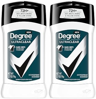 Degree Men UltraClear Antiperspirant Deodorant Black+White 2 Count 72-Hour Sweat & Odor Protection Antiperspirant For Men With MotionSense Technology 2.7 oz (Pack of 6)