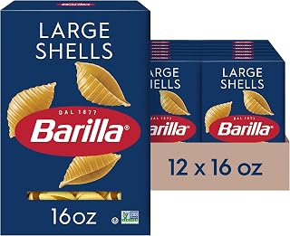 Barilla Large Shells Pasta, Non-GMO Kosher Pasta, 16oz. (12PK)