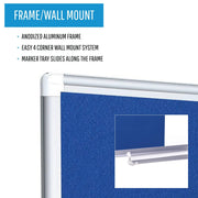 Combination Board by MasterVision – 72"W x 48"H, Dry Erase Board/Felt, White/Blue, Model XA2722830