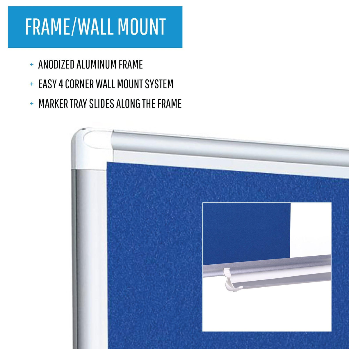 Combination Board by MasterVision – 72"W x 48"H, Dry Erase Board/Felt, White/Blue, Model XA2722830