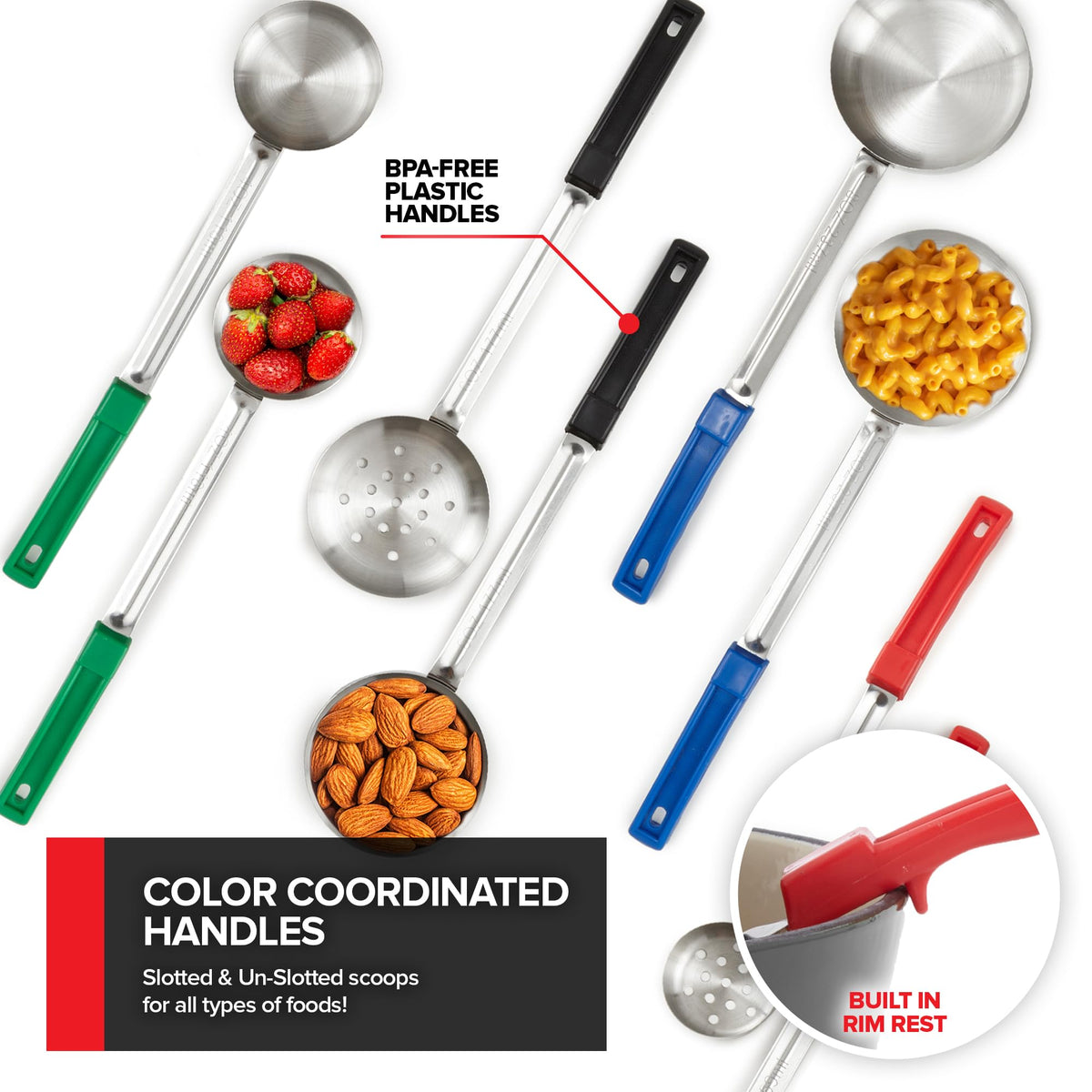 Portion Control Serving Spoons (Set of 8) by Stock Your Home – 8 Count, Stainless Steel, Multicolor, Pack of 8, Model Stock Your Home 3650