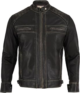 Leather Jacket Men – Genuine Lambskin Café Racer Motorcycle Jacket