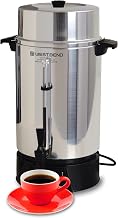 West Bend 33600 Coffee Urn Commercial Highly-Polished Aluminum NSF Approved Features Automatic Temperature Control Large Capacity with Fast Brewing and Easy Clean Up, 100-Cup, Silver