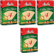 Melitta Cone Coffee Filters Natural Brown #4, Sold as 4 Pack, 400 Count Total