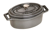 La Cocotte Oval 40500-116 Mini Pico Cocotte Oval Gray 40500-116 Two-Handed Cast Enameled Pot by STAUB – 11cm, 0.25 liters, Cast Iron, 02) Gray, Model 40500-116-0