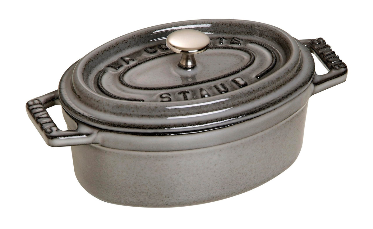 La Cocotte Oval 40500-116 Mini Pico Cocotte Oval Gray 40500-116 Two-Handed Cast Enameled Pot by STAUB – 11cm, 0.25 liters, Cast Iron, 02) Gray, Model 40500-116-0