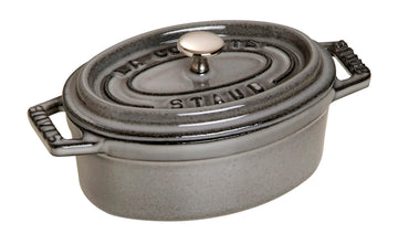 La Cocotte Oval 40500-116 Mini Pico Cocotte Oval Gray 40500-116 Two-Handed Cast Enameled Pot by STAUB – 11cm, 0.25 liters, Cast Iron, 02) Gray, Model 40500-116-0